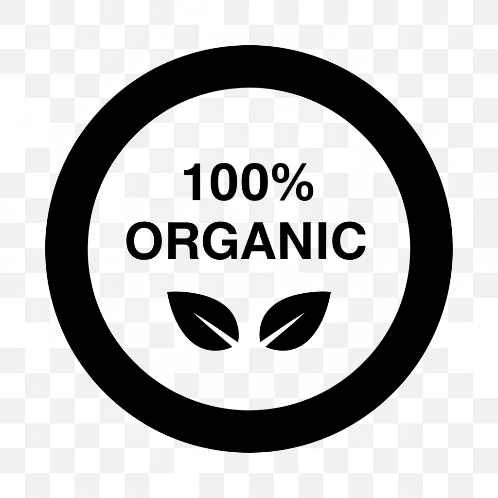 100% organic icon in black