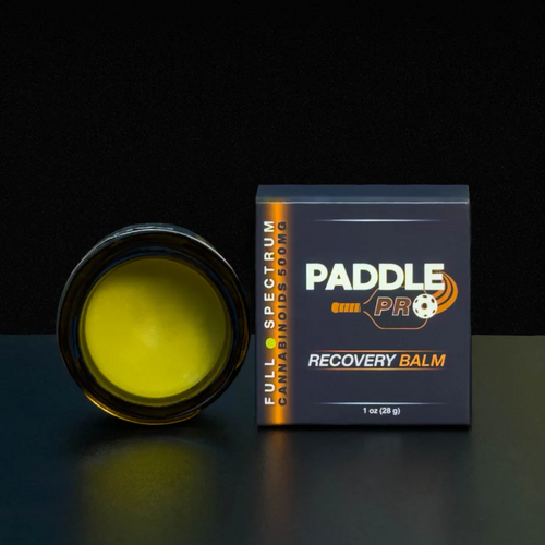 Paddle Pro Recovery Balm 1 oz open jar, natural muscle recovery for pickleball players and athletes